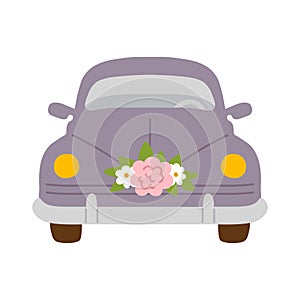 illustration of cute doodle wedding car