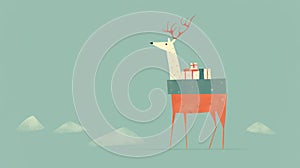 illustration of a cute funny deer with New Year's gifts. christmas and new year concept