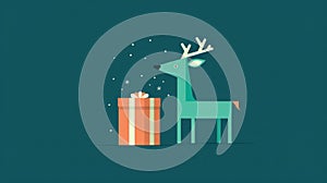 illustration of a cute funny deer with New Year's gifts. christmas and new year concept