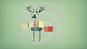 illustration of a cute funny deer with New Year's gifts. christmas and new year concept