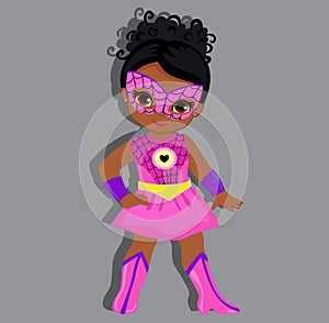 Illustration cute girl in the costume of a superhero.