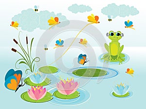 Illustration of cute green frog