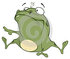 Illustration of a Cute Green Frog. Cartoon Character