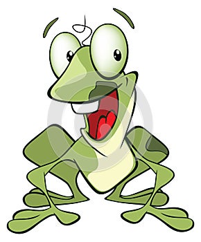 Illustration of Cute Green Frog Cartoon Character
