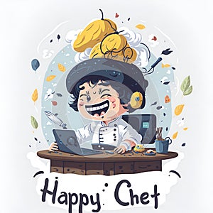 illustration of cute japan CHEF . cartoon character illustration. generative AI