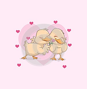 Illustration of cute litte duck couple in love