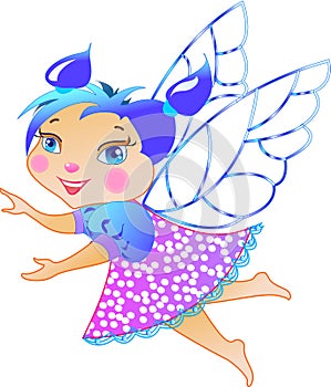 Illustration of Cute little baby fairy in fly