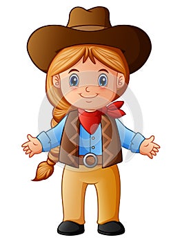 Cute little cowgirl cartoon