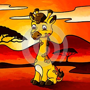 Illustration of a cute little Giraffe