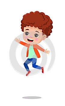 illustration of cute little kids jumping