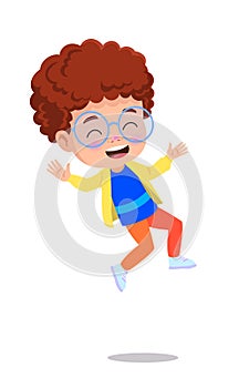 illustration of cute little kids jumping