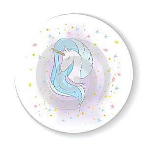 Illustration with cute mystic unicorn animal