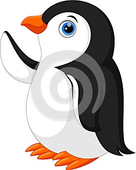 Illustration of Cute penguin cartoon waving