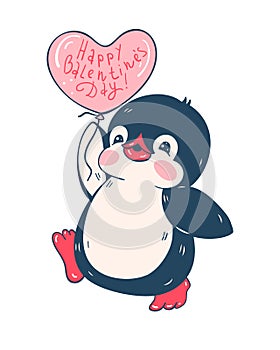 Illustration with a cute penguin isolated on a white background