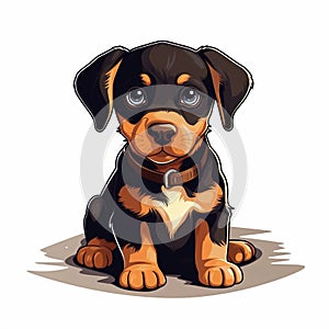 Illustration of cute puppy black and beagle color.