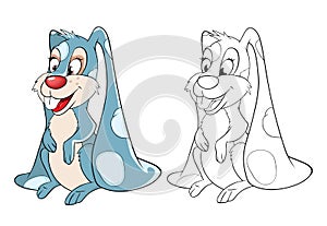 Illustration of a Cute Rabbit Toy. Cartoon Character. Coloring Book