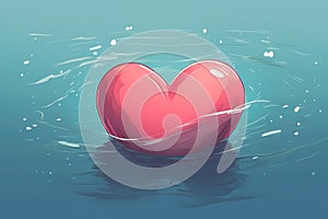 illustration of cute swimming heart.