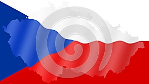 Illustration of a Czech flag with a contour of its borders