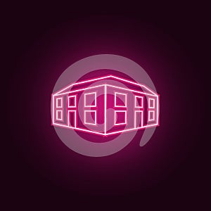 illustration of 3d office building icon. Elements of 3d building in neon style icons. Simple icon for websites, web design, mobile