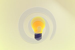 Illustration 3d rendering yeloww Light bulb on yellow background photo