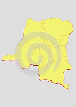 Illustration and 3D Vector of the map of Democratic Republic of the Congo