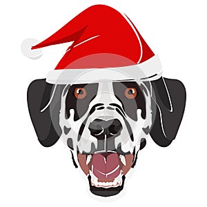 Illustration Dalmatian with red Santa hat