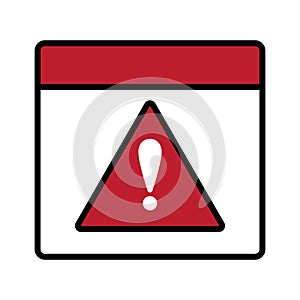 illustration of deadline, calendar with warning triangle icon vector