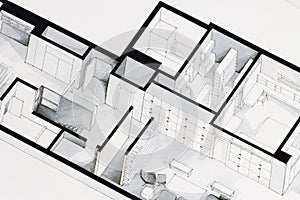 Illustration of deep elegant floor plan design apartment