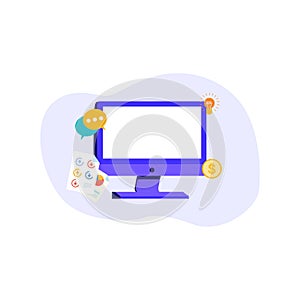 Illustration dekstop computer Background e commerce vector