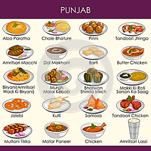 Illustration of delicious traditional food of Punjab India