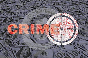 Illustration depicting cash with the word crime