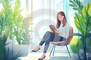 Friendly Female Interviewer in Office