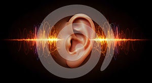 Human Ear and Sound Waves: A Visual Representation of Hearing and Audio Perception