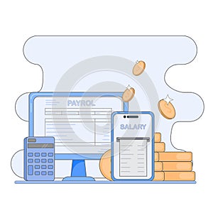 Illustration of online salary payment system.
