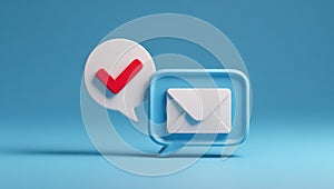 A speech bubble and an envelope, both with a check mark