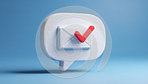 A speech bubble and an envelope, both with a check mark