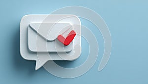 A speech bubble and an envelope, both with a check mark