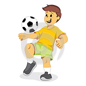 Illustration depicts a boy playing with ball