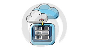 Cloud Data Transfer to Server with Arrow Indication Design