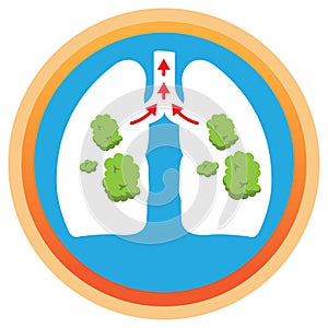 Illustration depicts a lung with phlegm, mucus being spelled photo
