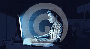 Night Owl: Working Late on Computer