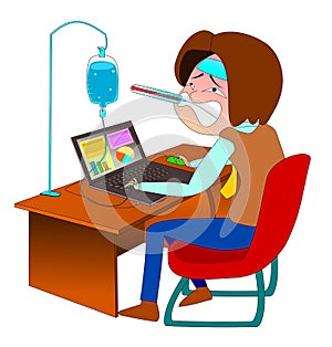 The illustration depicts the sick employee.