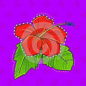 Illustration of desi indian art style hibiscus flower.