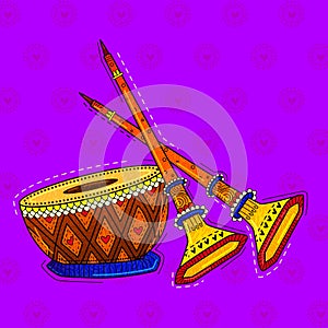 Illustration of desi indian art style shehnai indian musical instrument.