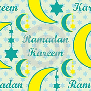 Ramadan Kareem moon hang star seamless pattern photo