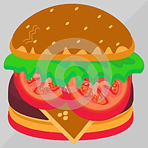 Burger cartoon fast food . cheeseburger or hamburger vector illustration