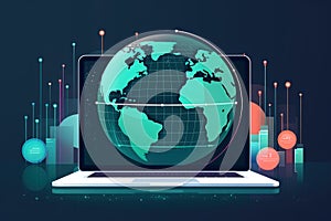 Illustration design of a digital business globe