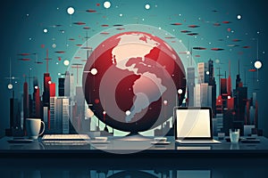 Illustration design of a digital business globe
