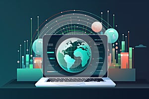 Illustration design of a digital business globe