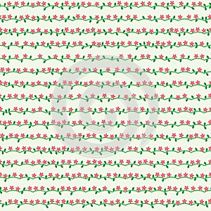 Flower leaf horizontal line seamless pattern
